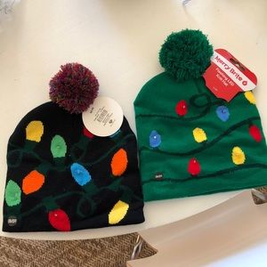 NWT | Two Colorful Light Up Holiday Knit Beanies
